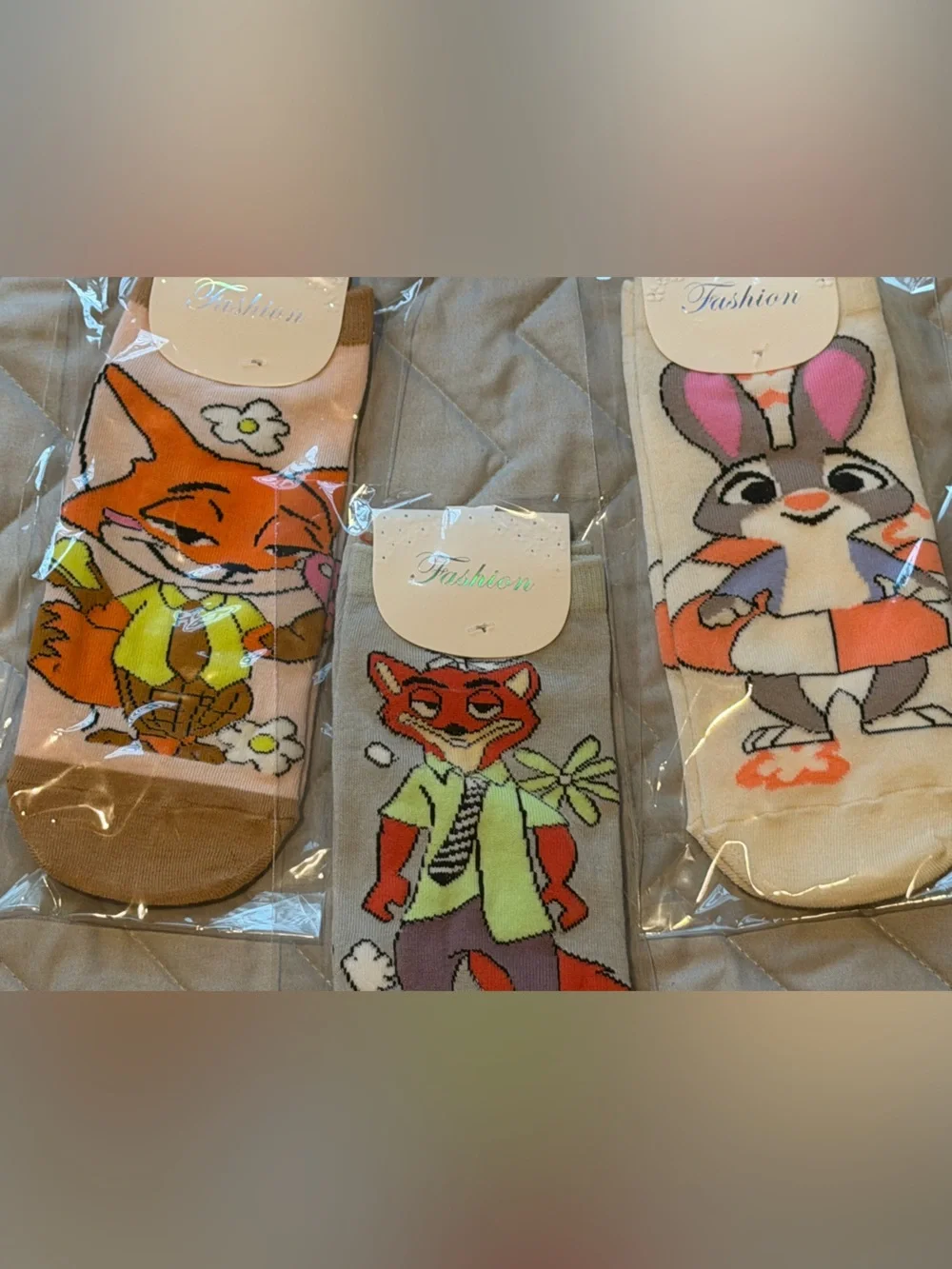 5 Adult Cartoon Animal Socks - Bunny & Fox Assortment